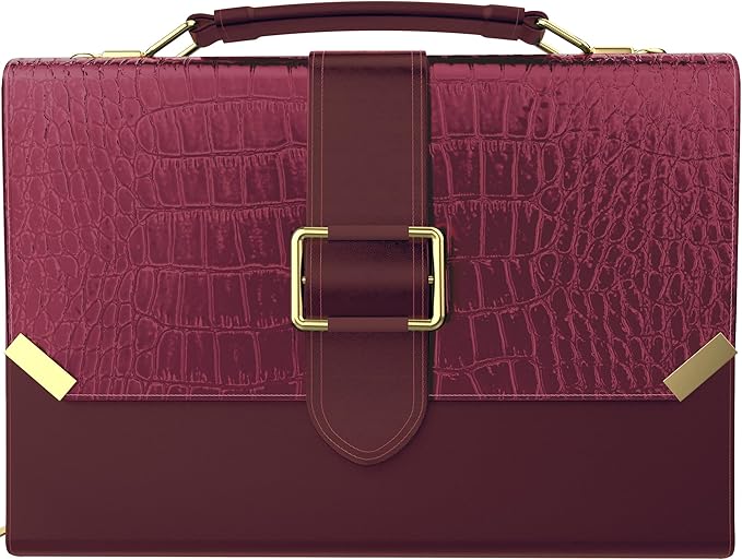 DEHITE Bible Cover Case for Women – Bible Carrying Bag for Women – Croco Burgundy Large Purse Case – Fits Book 9.8x7.4 x1.9 in – Pen Slots – Zippered Pocket – Shoulder Strap – Premium PU Leather