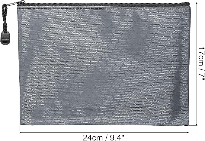 PATIKIL Waterproof Zipper File Bags, 5 Pack A5 Size Document Pocket Storage Organizer Pouch for Travel Office Supply, Gray