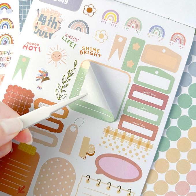 FUNCLASS 24 Sheets Aesthetic Stickers for Planners,Month Stickers for Planner,Budget Planner Stickers for Women,Green Small Planner Sticker Book,Calendar Stickers for Adults Planner,