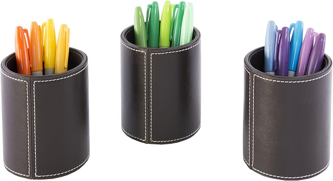 Osco BPUPP1 Faux Leather Pen Pot - Brown