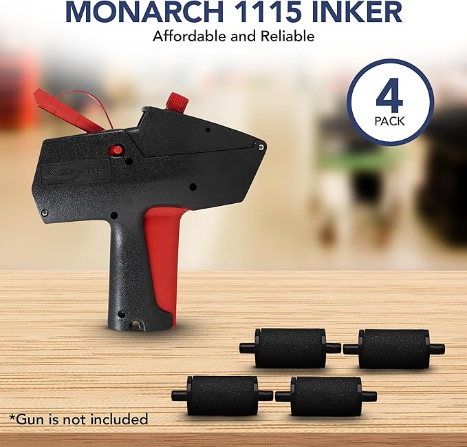 Perco Ink Roll for Monarch 1115 Price and Date Guns - Pack of 4 Replacement Inkers for Monarch 1115 Labelers - Easy to Load, Premium, Clear & Bold Prints - Made in USA