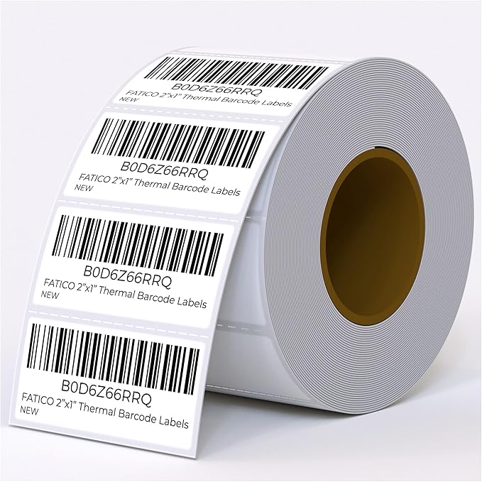2x1 Thermal Labels Rectangle Thermal Sticker Labels with Perforated Line, 1000 Sheets/1 Roll, White, for Barcode Price Mailing Shipping Name Small Business