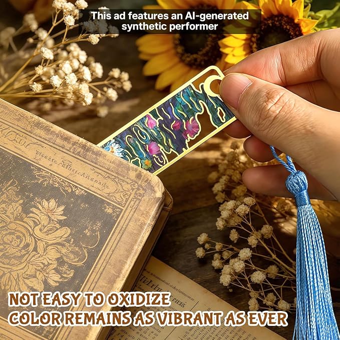 6-Pack Metal Bookmarks with Tassels, Golden Hollow-Out Oil Painting Theme Bookmarks | Book Markers for Reading, Gifts for Book Lovers, Writers, Readers, Adults, Teens & Women