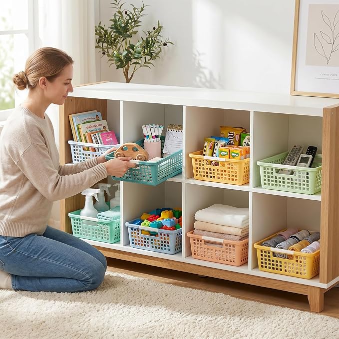 6 PCS Plastic Classroom Turn in Paper Trays Storage Bin Basket Organizers Holds 4A Paper File for School Teacher Supplies Classroom Office Home Organization and Storage Tray (Morandi)