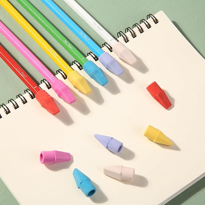 Mr. Pen- Pencil Erasers Toppers, 120 Pack, Colorful, Latex Free, No Smudge, Mr Pen Erasers for Pencils, Pencil Top Erasers, Eraser Caps, Eraser Tops