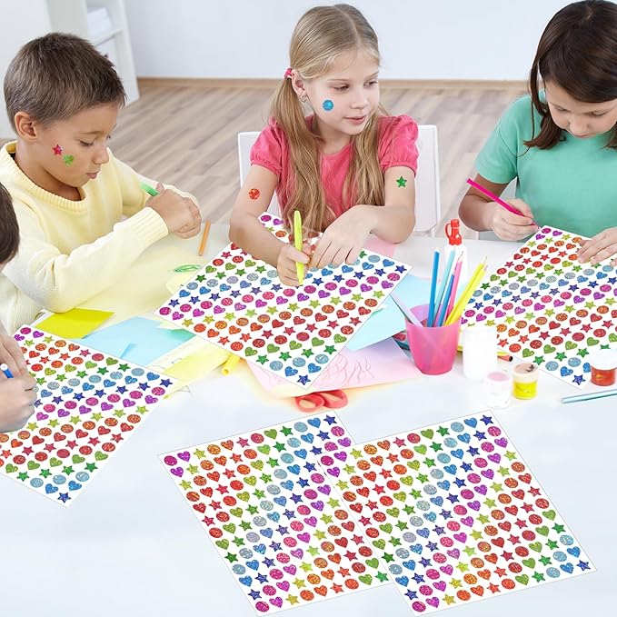 2808pcs Star and Heart Stickers for Kids Reward,0.6"Holographic Small Stickers,for School,Classroom,Student,and Teacher Supplies,Behavior Reward Charts