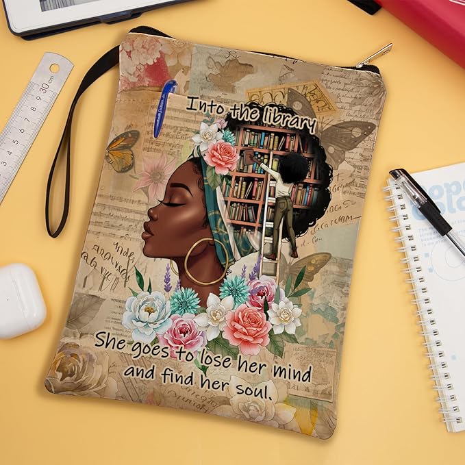 Black Girl Book Sleeve with Zipper, Book Sleeve Gifts for Book Lovers, Book Cover for Girls Women, Book Covers for Paperbacks, Gifts for Birthday 11.2x8.3 inch