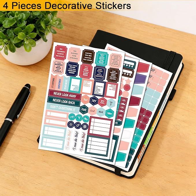 2026 Weekly Monthly Planner A5,Jan-Dec 2026 Hardcover Lay Flat Calendar Notebook, Teacher Office School Academic Organizer Planner 5.7×8.3 Inch,Black