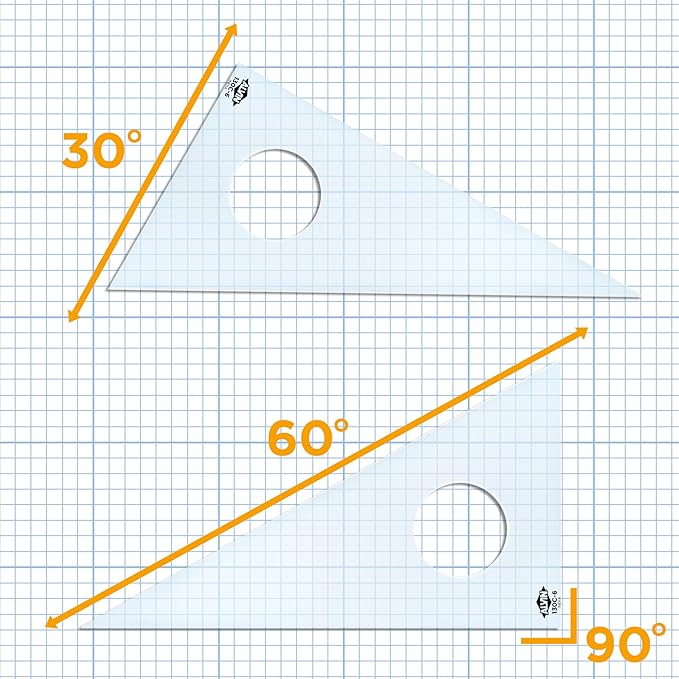 ALVIN Clear Professional Acrylic Drafting Triangle 30/60 Degrees 14" Model 130C-14 Multipurpose Tool for Drafting, Design, and Architecture, Great for Machining and Woodworking - 14 inches