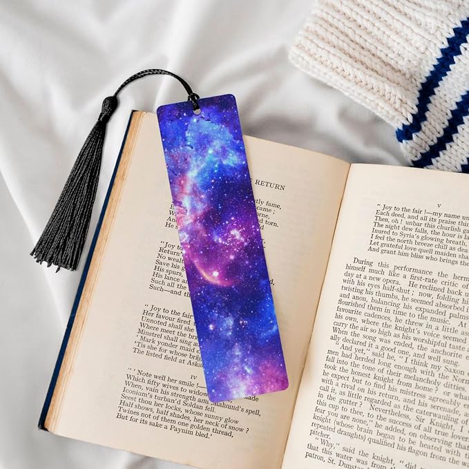 Galaxy 5pcs Wood Bookmarks with Tassel for Planner Reading Book Lovers Accessory Readers Men Women 4.6 X 1.2 Inch