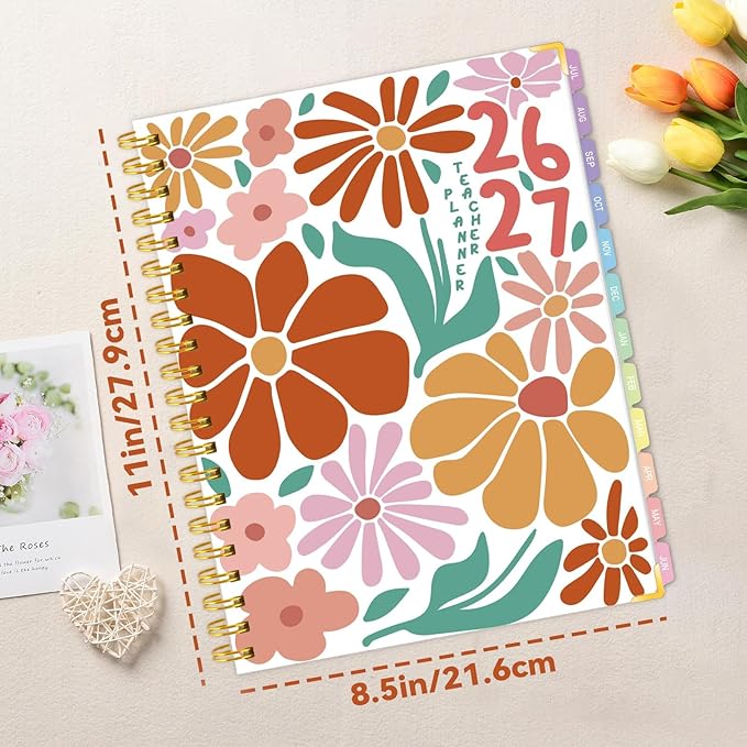 Teacher Planner 2026-2027 Academic Year, Academic Planners for Teachers from July 2026 to June 2027, 8.5"x11" Large Weekly & Monthly Lesson Planner with Pocket & Stickers for School Teachers Supplies