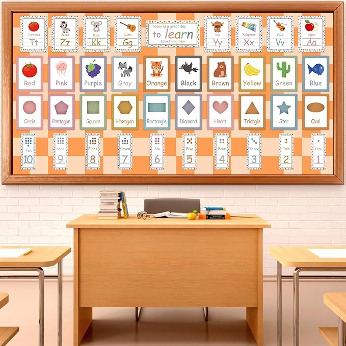 Hippie Orange Checked Bulletin Board Paper Roll Retro Orange Bulletin Board Background Paper Back to School Classroom Decor Poster for Art Craft DIY Project Home Office Party Supplies 17.7in x 20ft