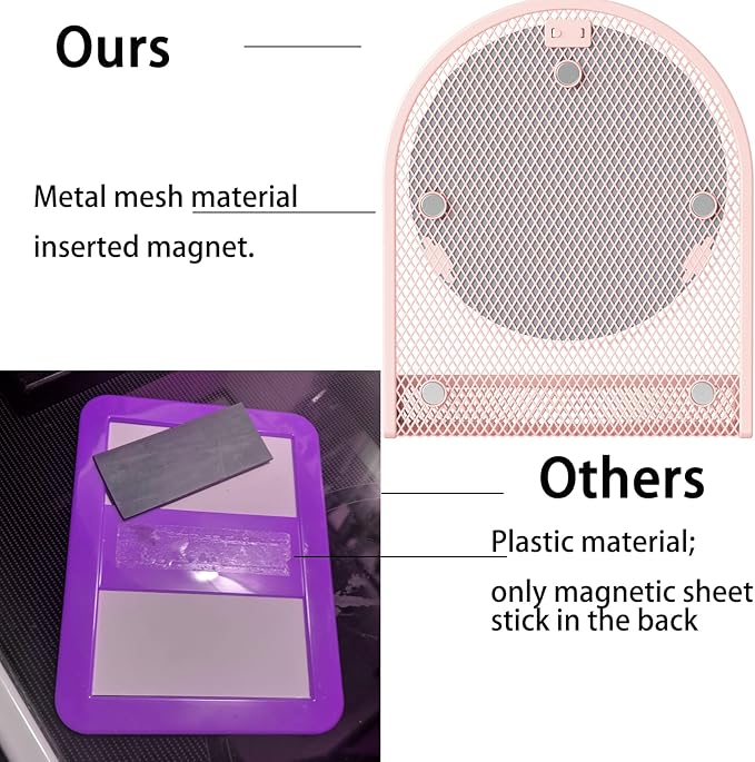 Svartur Locker Mirror Magnetic with 2 Magnetic Pen Holders, Pink Locker Accessories for Girls, Locker Organizer for Work, for School Locker Decor, Gym Locker, Fridge