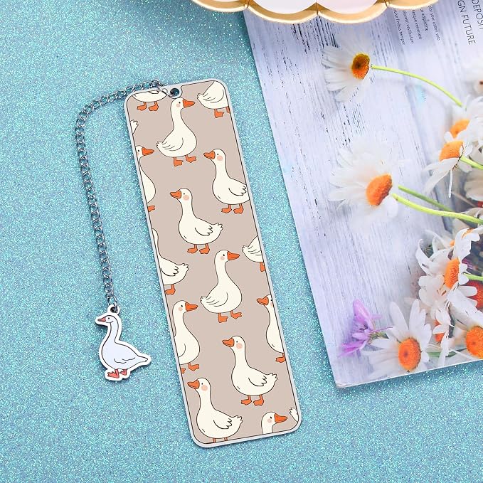 Funny Cute Bookmarks Book Marks for Reading Women Men Book Accessories for Reading Lovers Book Lovers Bookish Gifts for Women Readers Book Marker Reading Accessories Silly Metal Bookmarks Goose 2-Side