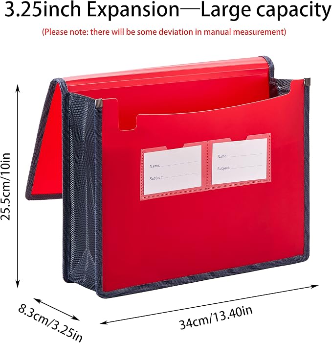 FANWU 4 Pack Plastic Expanding File Wallet Document Organizer with Elastic Cord & Button Closure, Letter Size, 3.5" Expansion, Poly A4 Expandable File Folder for School Office & Home Organization