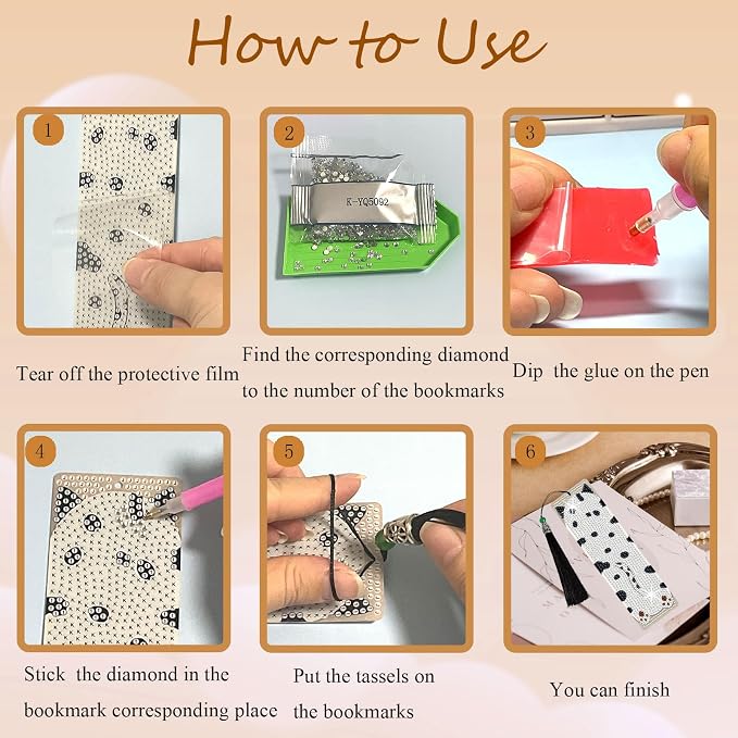 8PCS Diamond Painting Art Bookmarks,Cute Acrylic Bookmarks Crafts Kits Gifts with Pendants for Adult Women Book Lovers (cat2)