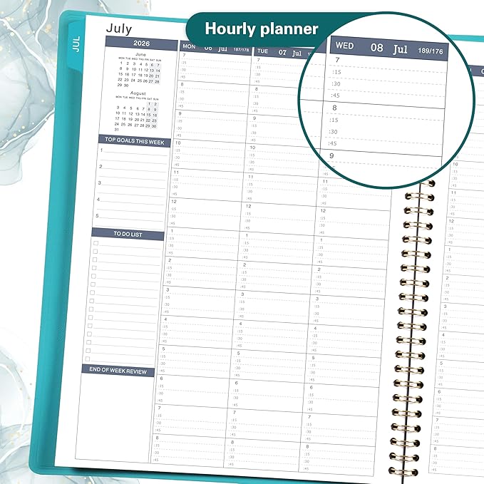 2026-2027 Weekly Appointment Book - Appointment Book 2026-2027 with Soft Cover, Jul 2026 - Jun 2027, 8.26"x 11.4", Daily/Hourly Planner with Tabs, 15 Minutes, Wirebound - Green