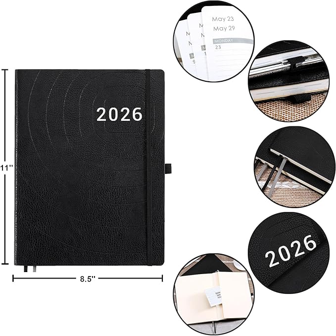 2026-2027 Planner - Weekly & Monthly Planner 2026-2027 with Pen Loop, to Achieve Your Goals & Improve Productivity, July 2026 - June 2027, Thick Paper, Inner Pocket, 8.5" x 11" - Black