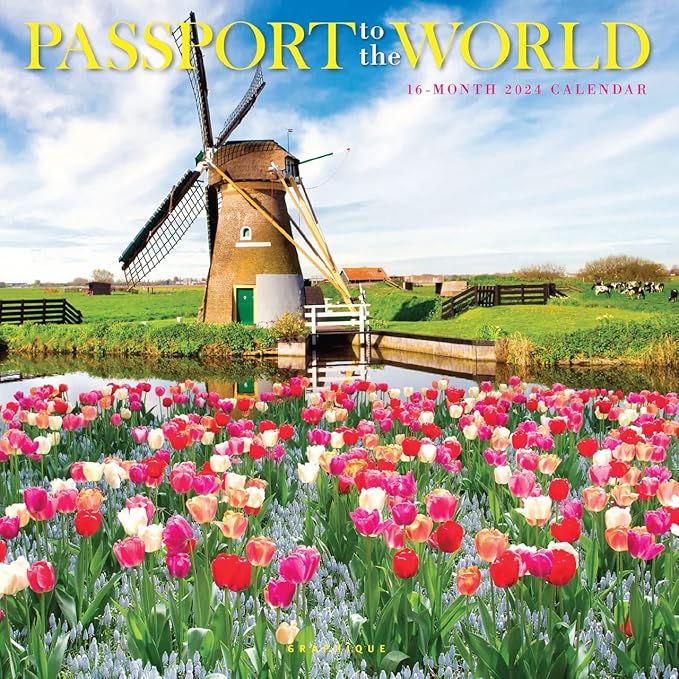 Graphique 2024 Passports to the World Wall Calendar | 12” x 12” | Thick Paper | Home & Office Organizer | Large Monthly Grid | 3 Languages & Marked Holidays | 4 Month Preview Page for 2025