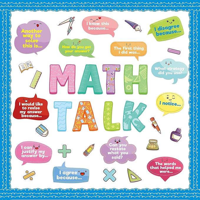 Fancy Land Math Talk Bulletin Board Set for Classroom Decorations Educational Math Interactive Discourse Cutouts for Elementary Middle School Chalkboard Home Office Wall Door Decor 50Pcs
