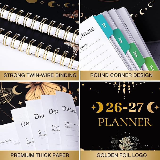 Planner 2026-2027 - Academic Planner 2026-2027, July 2026 - June 2027, 9" x 11", 26-27 Planner Weekly and Monthly, Colorful Tabs, Back Pocket, Perfect Daily Organizer - Butterfly