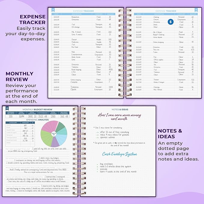 Clever Fox Budget Planner – Coiled Finance Book, Monthly Financial Journal, Budgeting Organizer & Expense Tracker Notebook, 8.5x9.5″ (Purple)