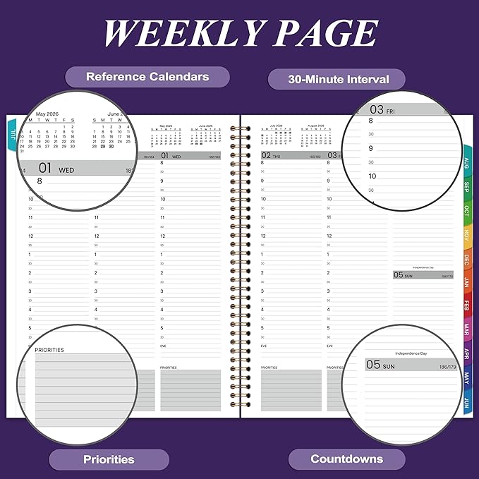 2026-2027 Weekly Appointment Book/Planner - Daily Hourly Planner 2026-2027, JUL 2026 - JUN 2027, 9" x 11" Appointment Book, Monthly Tabs, Hourly Interval, Thick Paper