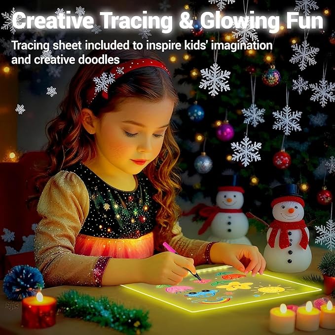 LED Note Board with Colors 12-Color Illuminated Acrylic Drawing Board - Dry-Erase Night Light with Stand for Home/Office/Gift/Festival (14.1"x10.9"W)