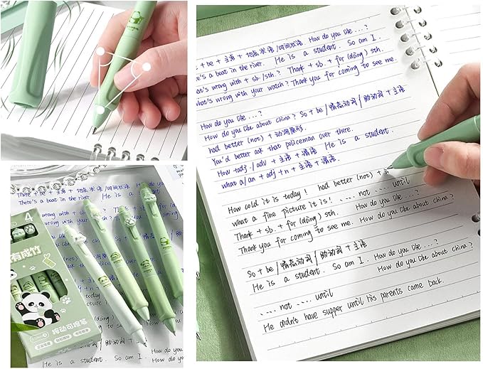 YYaaloa 4pcs Cute Retractable Erasable Gel Pens Fine Point 0.5mm Blue Inks Make Mistakes Disappear for Writing Planner and Crossword Puzzles (Multicolor, Blue)