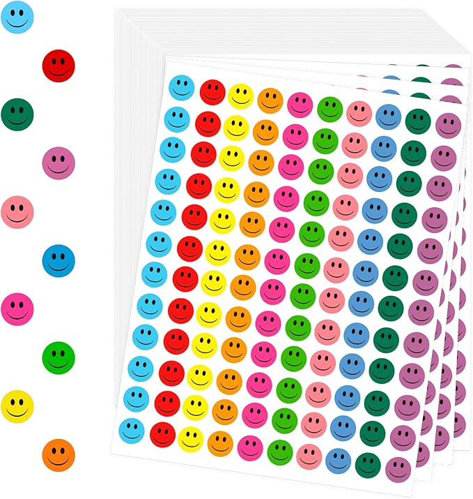 6000 Pieces Smiley Face Stickers, Small Happy Face Stickers, Round Happy Face Decals Colorful Mini Incentive Reward Stickers for Kids, Behavior Chart Sticker for Students Teachers Classroom Supplies