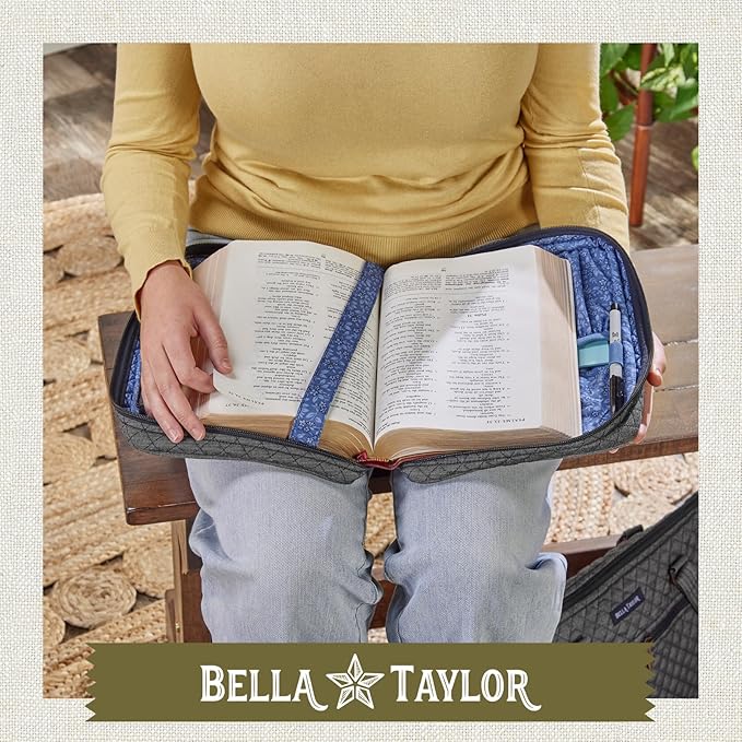 Bella Taylor Quilted Bible Cover for Women - Large Study Bible Case - Midnight Denim