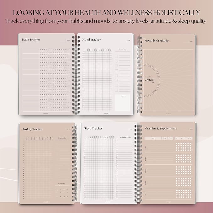 Wellness Journal - 90 Day Health, Fitness, Gratitude, Mindfullness, Wellbeing, Habit, Goals, Diet & Food Tracker - A5 (Lux)