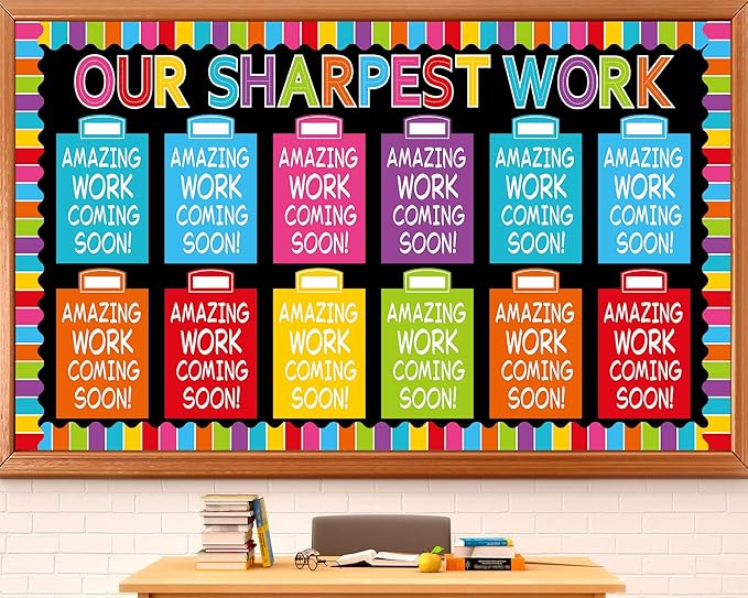 Wiooffen 154 Pcs Student Work Display Bulletin Board Set Cutouts with Clips Name Display Inspirational Student Work Classroom Wall Decor for Teacher Back to School Supplies Colorful