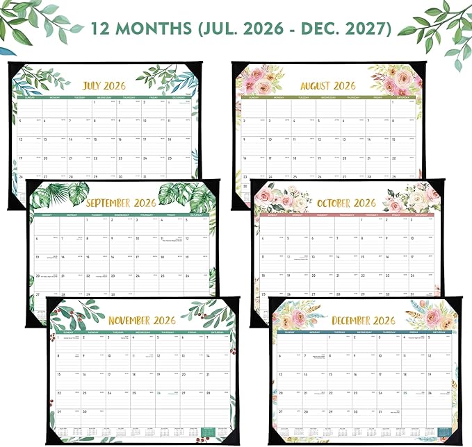 Desk Calendar 2026-2027 - Desk Calendar 2026-2027 Large 22'' x 17'', from July 2026 to December 2027, 18 Months Calendars with Protect Corner