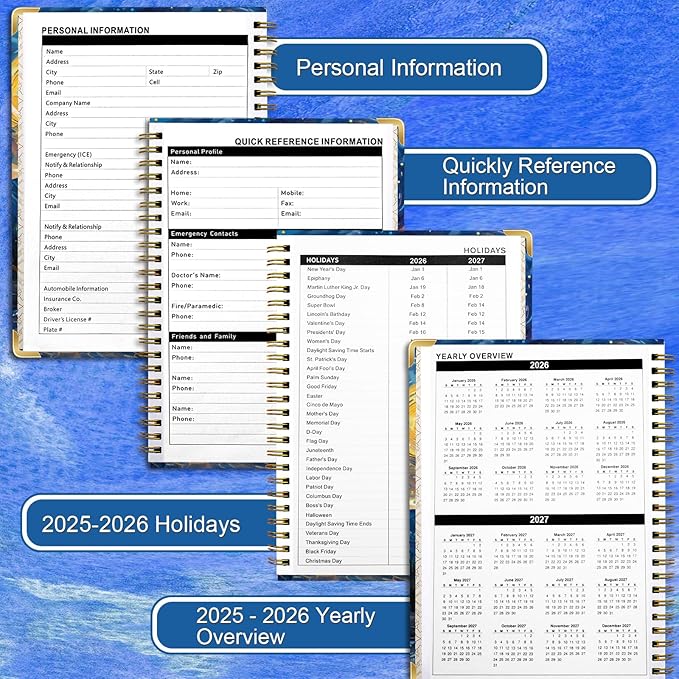 2026 Planner from Jan.2026 - Dec.2026, 6.3" X 8.5" Weekly Monthly Planner, Daily Planners Spiral Bound, Hardcover Agenda 2026 Planners for School Office