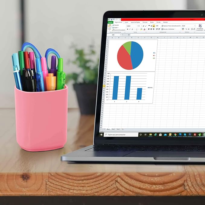 Acrimet Jumbo Pencil Holder, Pen Cup, Caddy Super-Sized Desktop Organizer for Students, Artists and Professionals (Plastic) (Solid Pink Color)