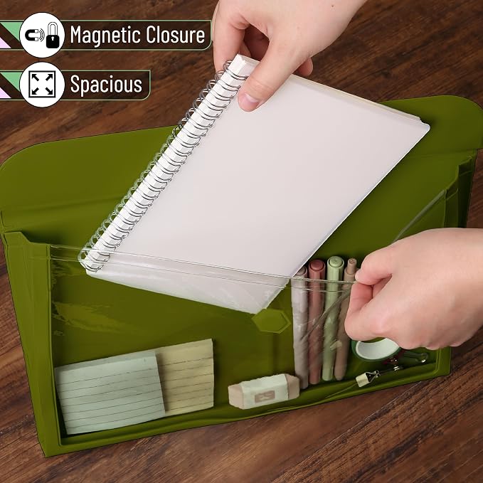 Mr. Pen- Green Letter Size File Folders, Clear Plastic, Document Folders