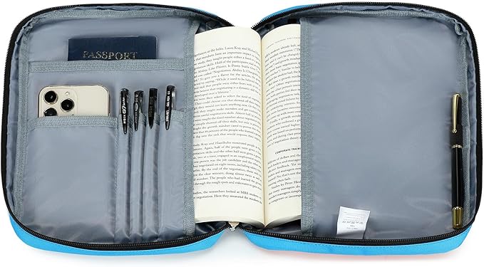 Octsky Boys Bible Cover, Carrying Book Case Church Bag Bible Protective with Handle and Zippered Pocket, Game Blue