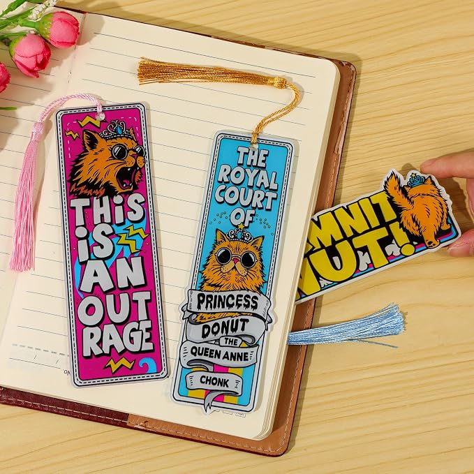 3Pcs Dungeon Crawler Carl Princess Donut Bookmarks, Funny Cat Page Markers, Gifts for DCC Fans & Book Lovers (3PCS-Cat)