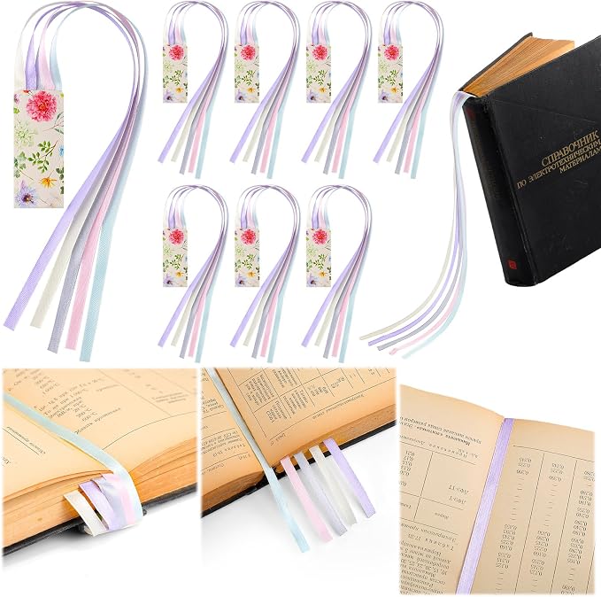 10 Pieces Bible Ribbon Bookmark Bulk Multi Ribbon Page Markers Christian Artificial Leather Book Markers with 5 Colorful Ribbons Easter Basket Filler Gift for Book Study Lovers Gift