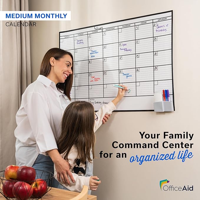 (2 PK) Large Dry Erase Calendar for Wall, 24x36, Large Wall Calendar Dry Erase, Big White Board for Office, Home & School, Giant Erasable Whiteboard, Jumbo Monthly Undated Reusable White Board Planner