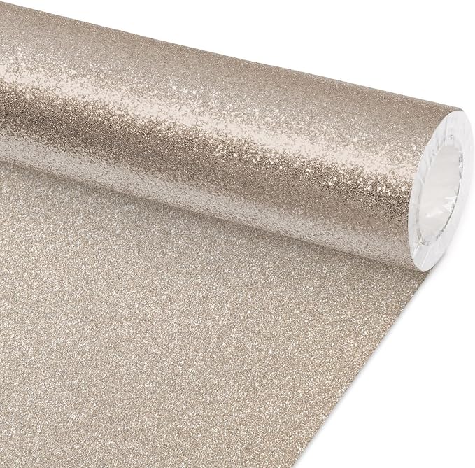 Glitter Bulletin Board Paper Roll Sparkle Wrapping Paper Bulletin Board Decor Glitter Poster Gift Wrapping DIY Art Crafts Wallpaper Background for Home Office Classroom Decor 17"x20ft, Champagne Gold