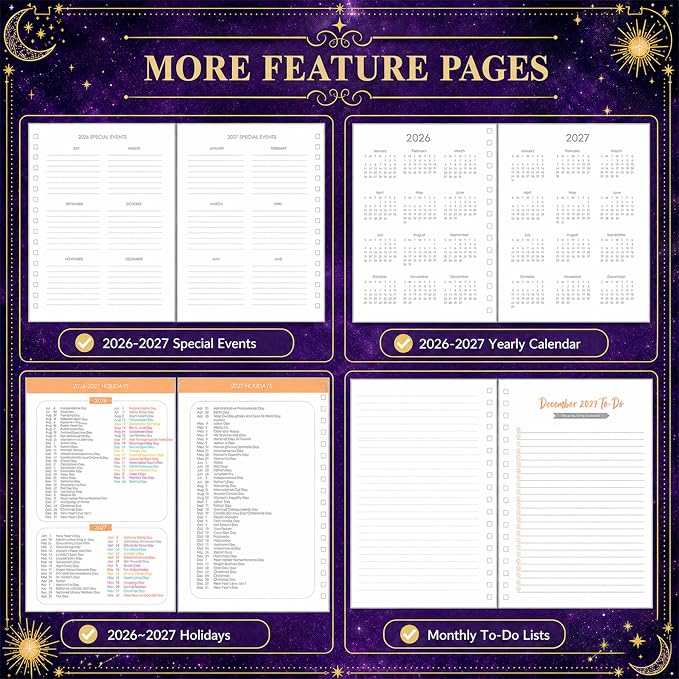 CAGIE Planner 2026-2027 18 Month July 2026-Dec 2027 Weekly and Monthly Calendar Planners Yearly Daily Hardcover 26-27 Planner for Women with Stickers Tabs Spiral Bound Agenda, Purple, 8.3"x9.1