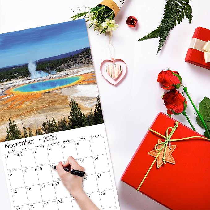 2026 Wall Calendar,14 Monthly Wall Calendar America's National Parks Nov. 2025 - Dec. 2026, 12" x 18.2" Opened,Full Page Months Thick & Sturdy Paper for Gift Perfect Calendar Organizing