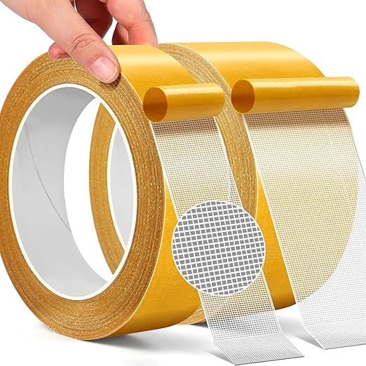 Fabric Tape Multifunctional Double Sided Tape for Clothes 2 Rolls 1inch/2inchx33FT10m Heavy Duty Mounting Tape with Strong Adhesion, Suitable for Carpets, Sofas, Doormats, Wood, Glass, Plastic