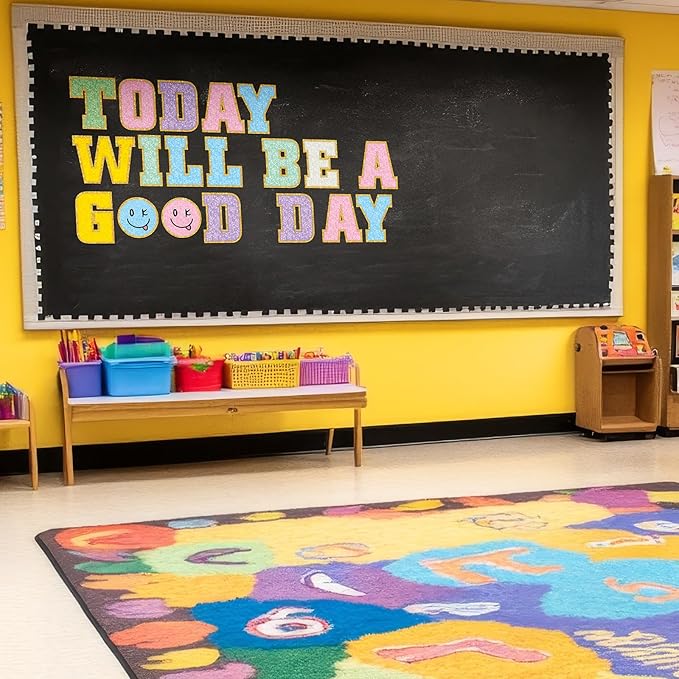 136 Pcs 12 in Extra Large Pastel Bulletin Board Letter Big Alphabet Letter Cutout Sticker Punctuation with Adhesive Dot Colorful Poster Classroom Wall Decor Back to School Education Learning Tool