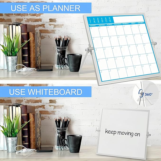 Magnetic Calendar Whiteboard - 10x10 Inch Compact Monthly Dry Erase Schedule for Office Home School, Small Spaces, Portable&Reusable Design for Desks