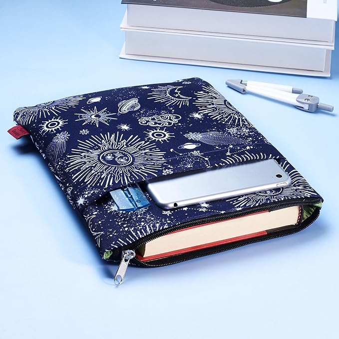 Book Sleeve for Book Lovers, Bookish Book Protector, Book Covers for Paperbacks, Washable Fabric, Book Sleeves with Zipper, Medium 11 Inch X 8.7 Inch