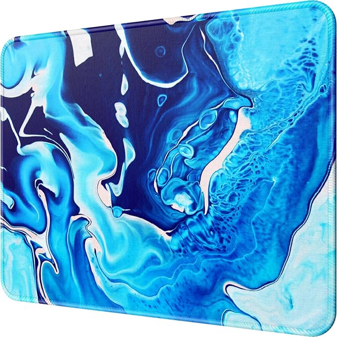 MROCO Essential Office & Gaming Mouse Pad, 8.5 x 11 Inch, Blue Waves | Anti-Fray Stitched Edges, Functional Pattern Design, Non-Slip Rubber Base, Water and Stain Resistance