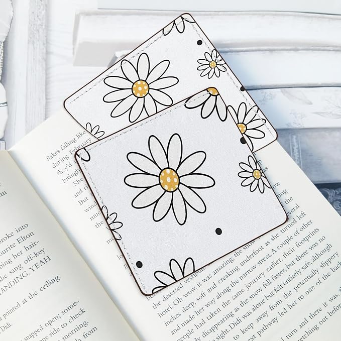 2 Pack Flower Leather Book Corner Bookmark, Durable Handmade Reading Accessories - Gifts for Readers, Women, Men, Teachers, Students 7